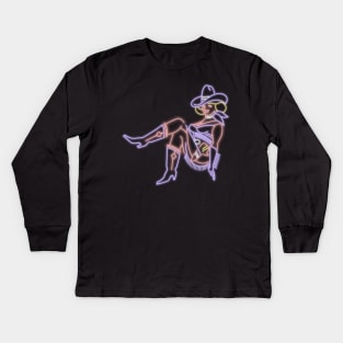 Las Vegas Cowgirl Neon Sign Kids Long Sleeve T-Shirt